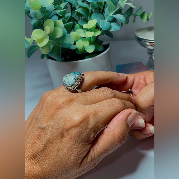 NWT 925 Sterling silver plated Woman green Ring Size 7 - Picture 6 of 17